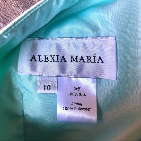 Alexia María Blair Bow Silk Mini Dress Mint Size 10 One Shoulder Formal Special - Picture 14 of 14